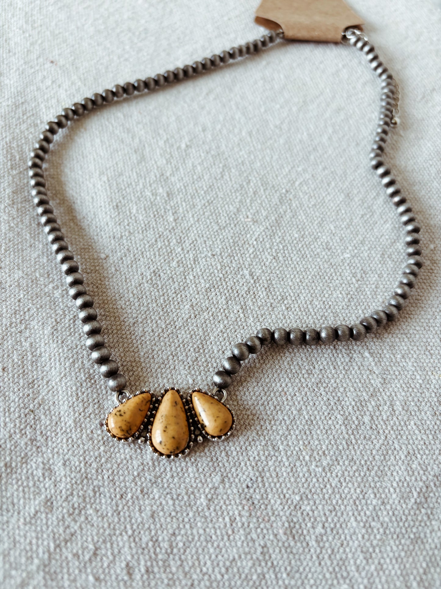 Navajo Pearl + Mustard Necklace