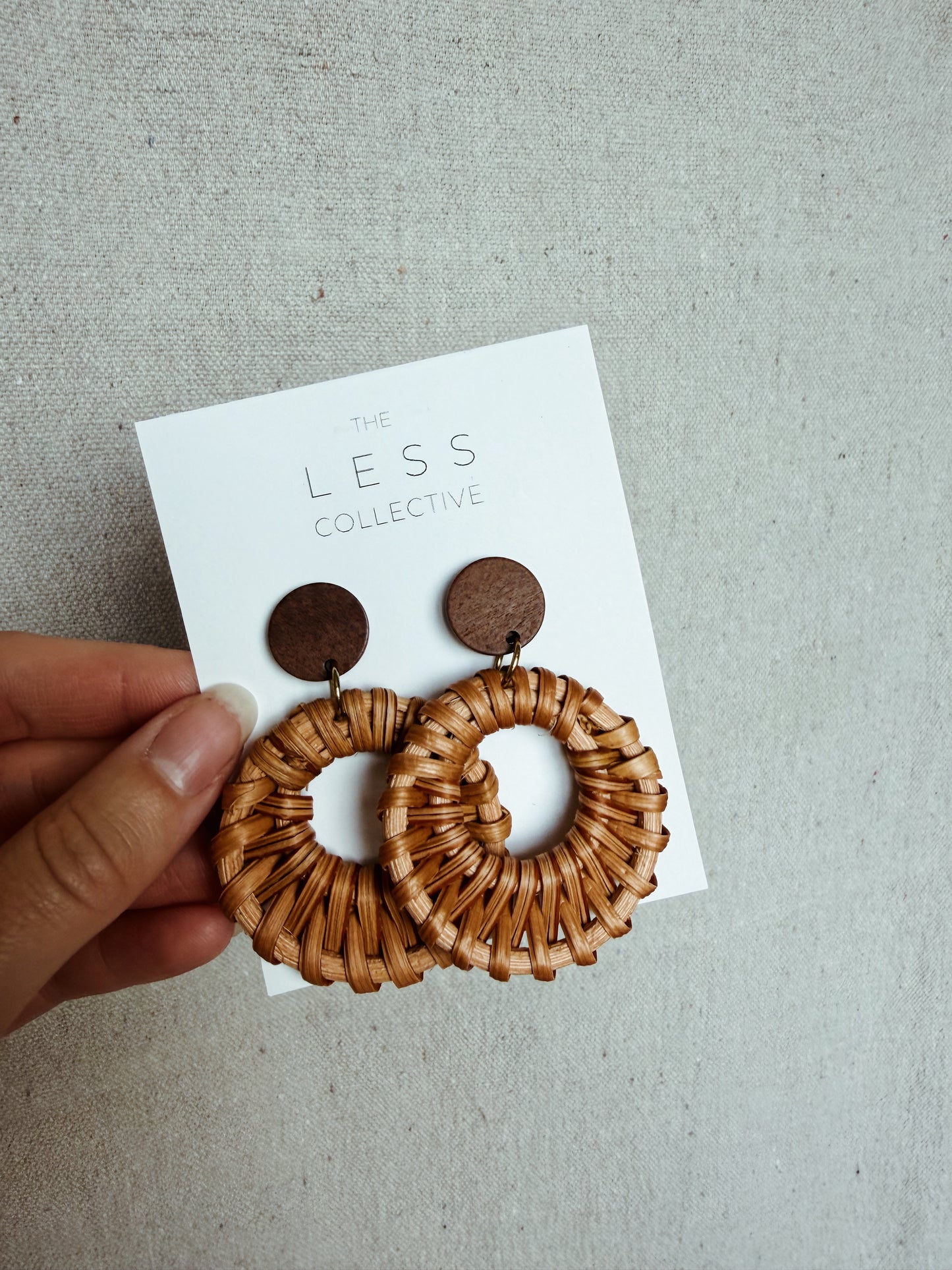 Chloe Earring - Wood + Rattan