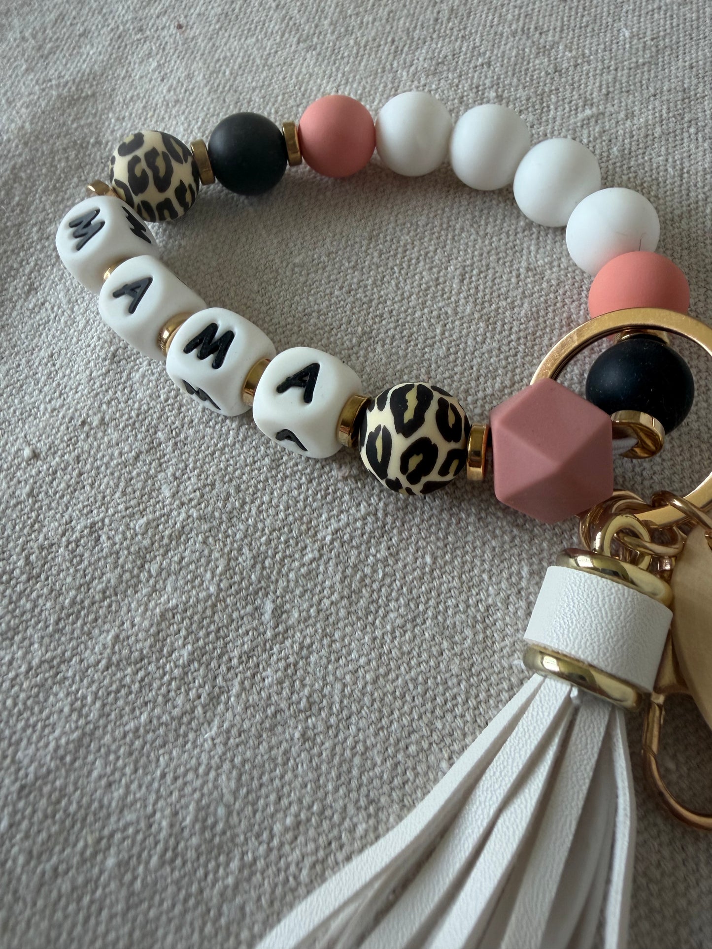 Cheetah + Blush Pink - "Mama" Wristlet