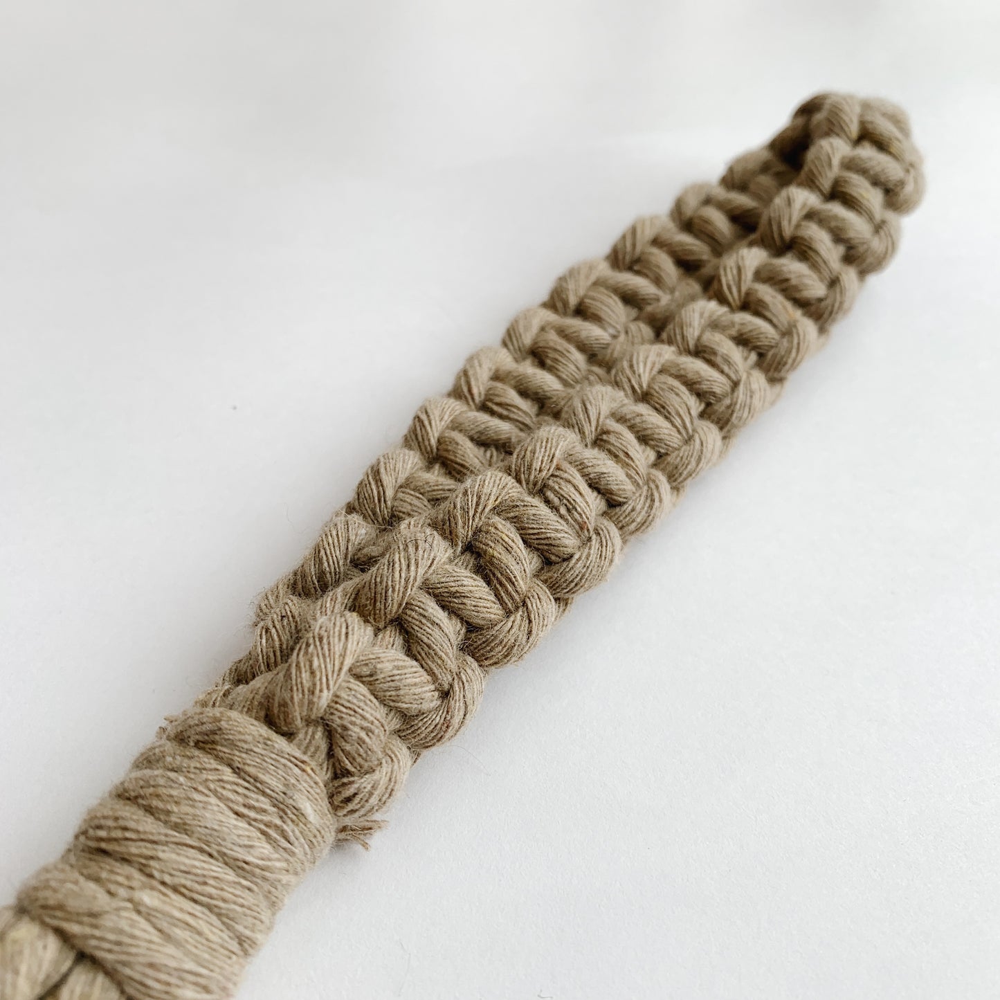 Macrame Wristlet Keychain - Taupe Knotted
