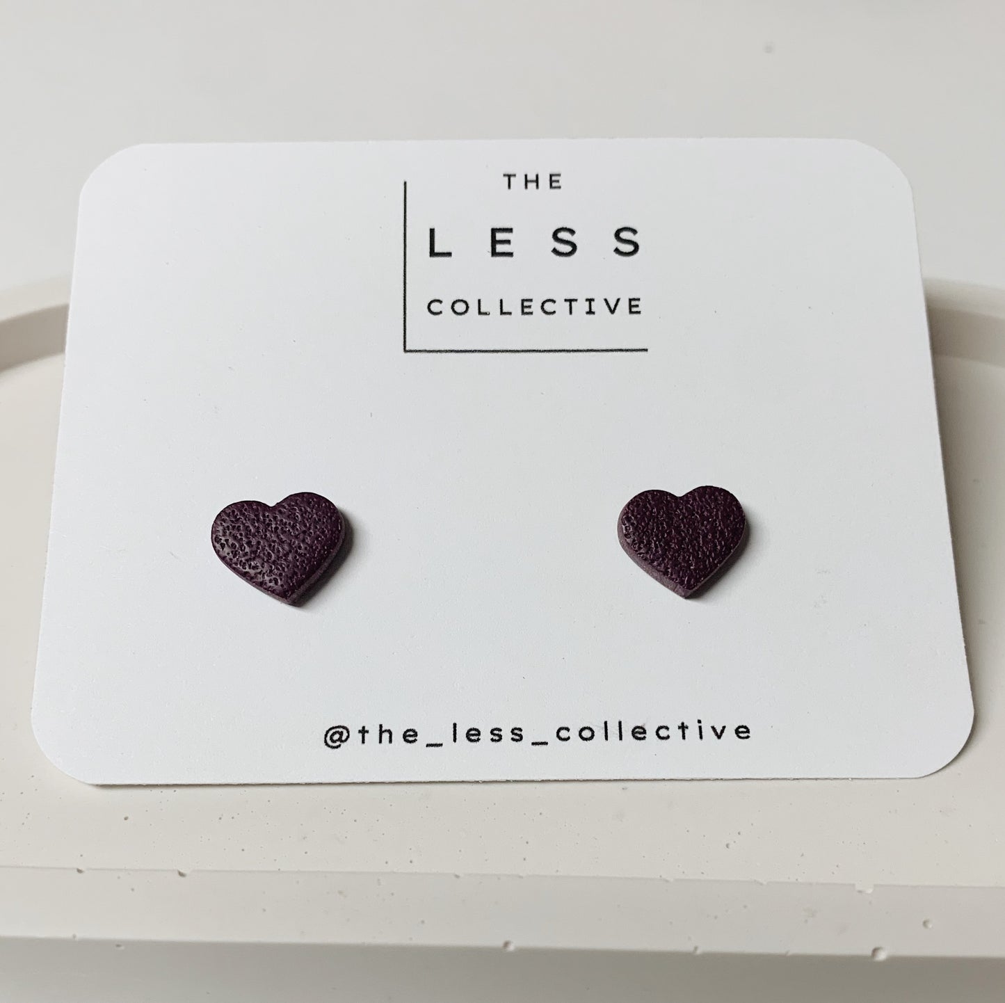 Heart Stud - in Textured Deep Plum