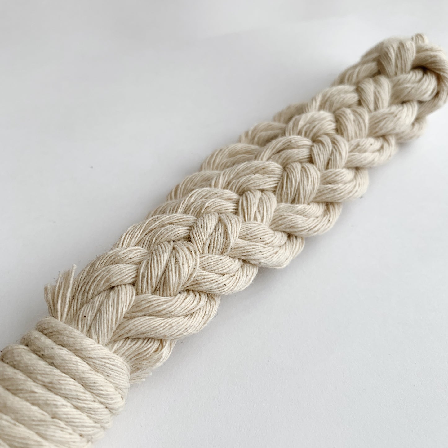 Macrame Wristlet Keychain - Cream Braided