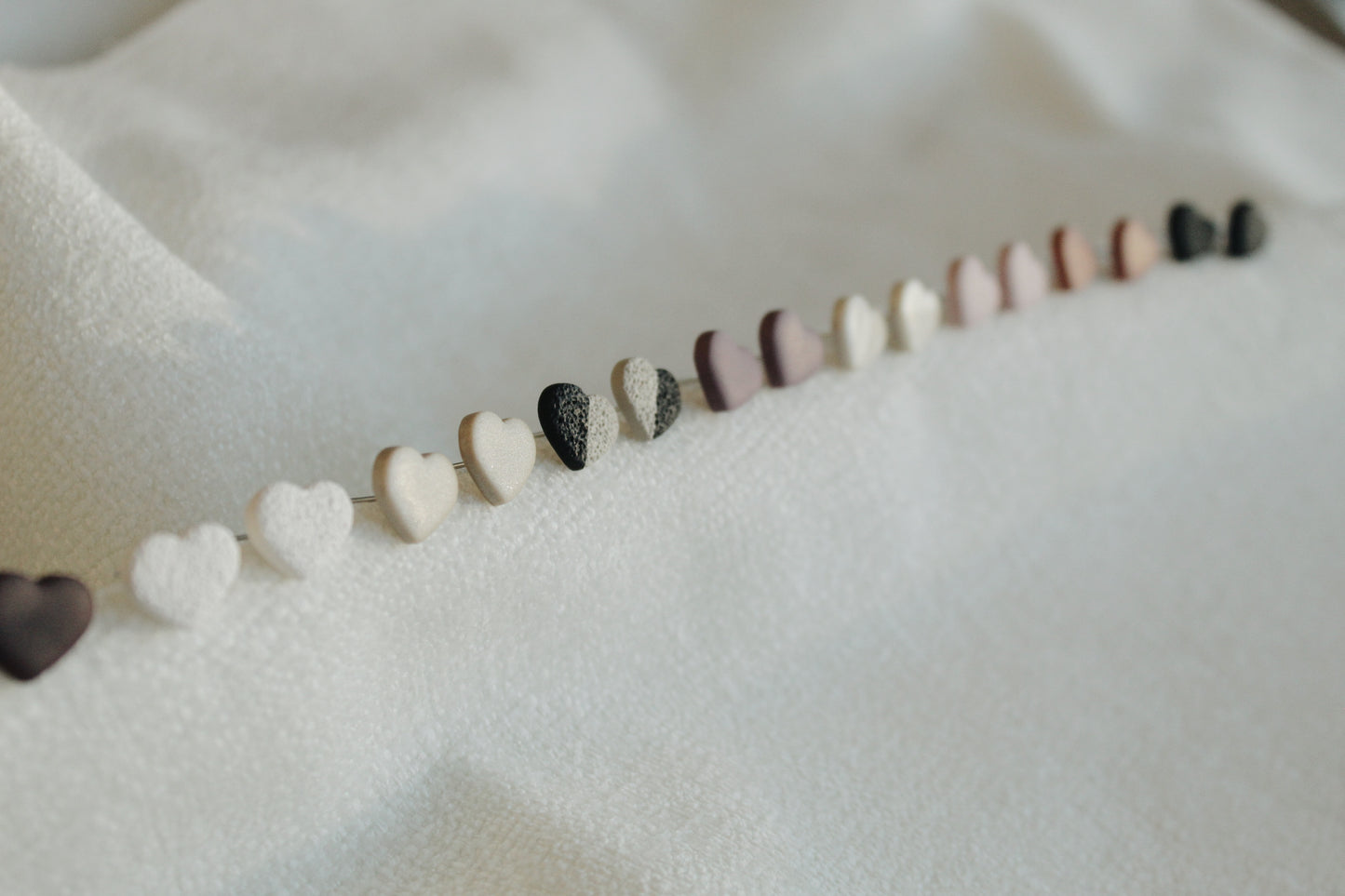 Heart Stud - Black + Tan Textured