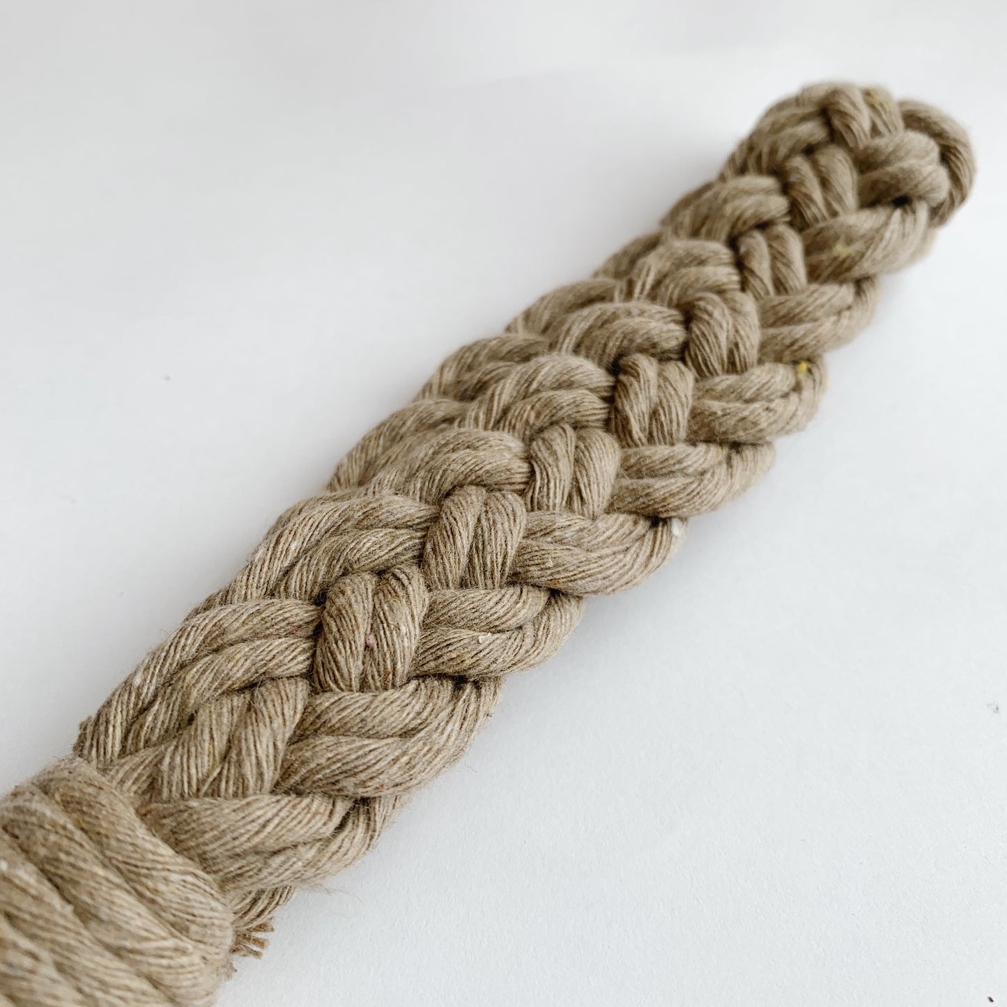 Macrame Wristlet Keychain - Taupe Braided