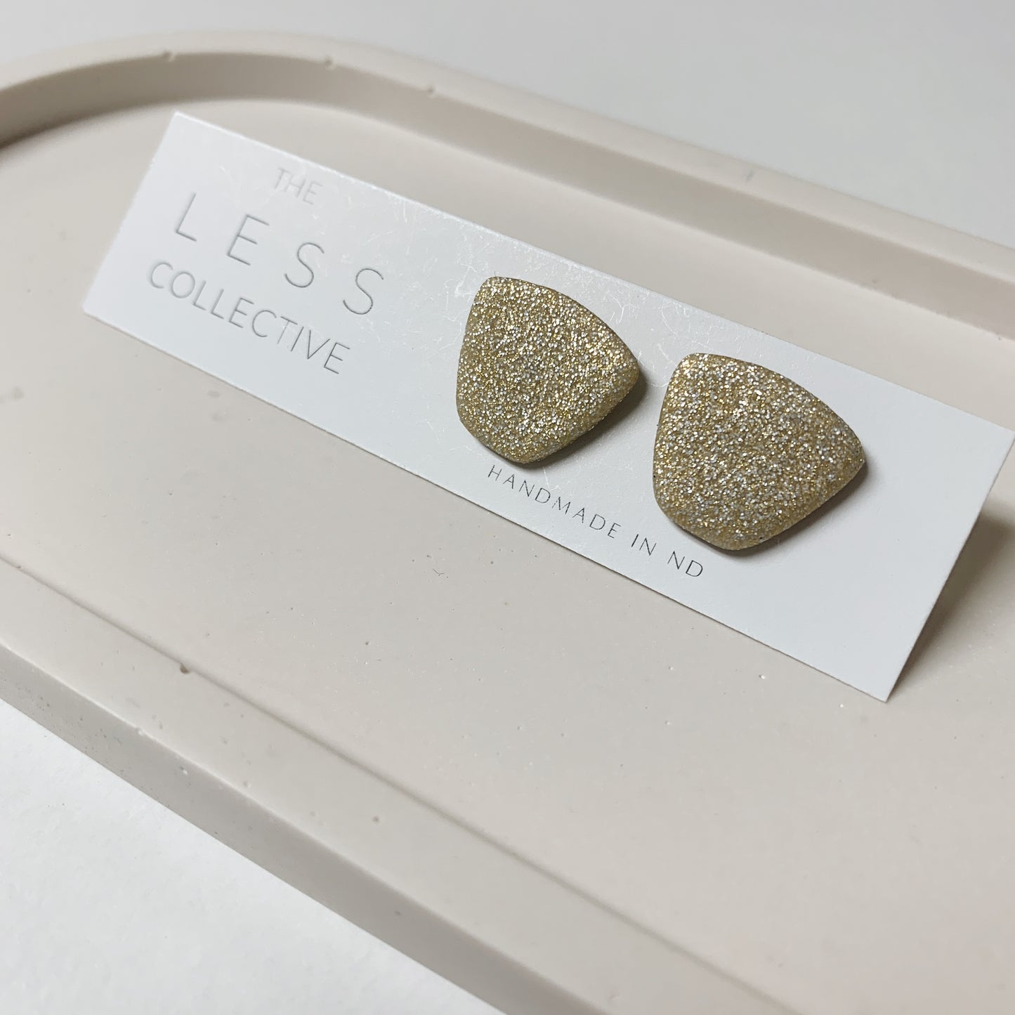 Trapezoid Stud - Gold Glitter