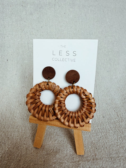 Chloe Earring - Wood + Rattan
