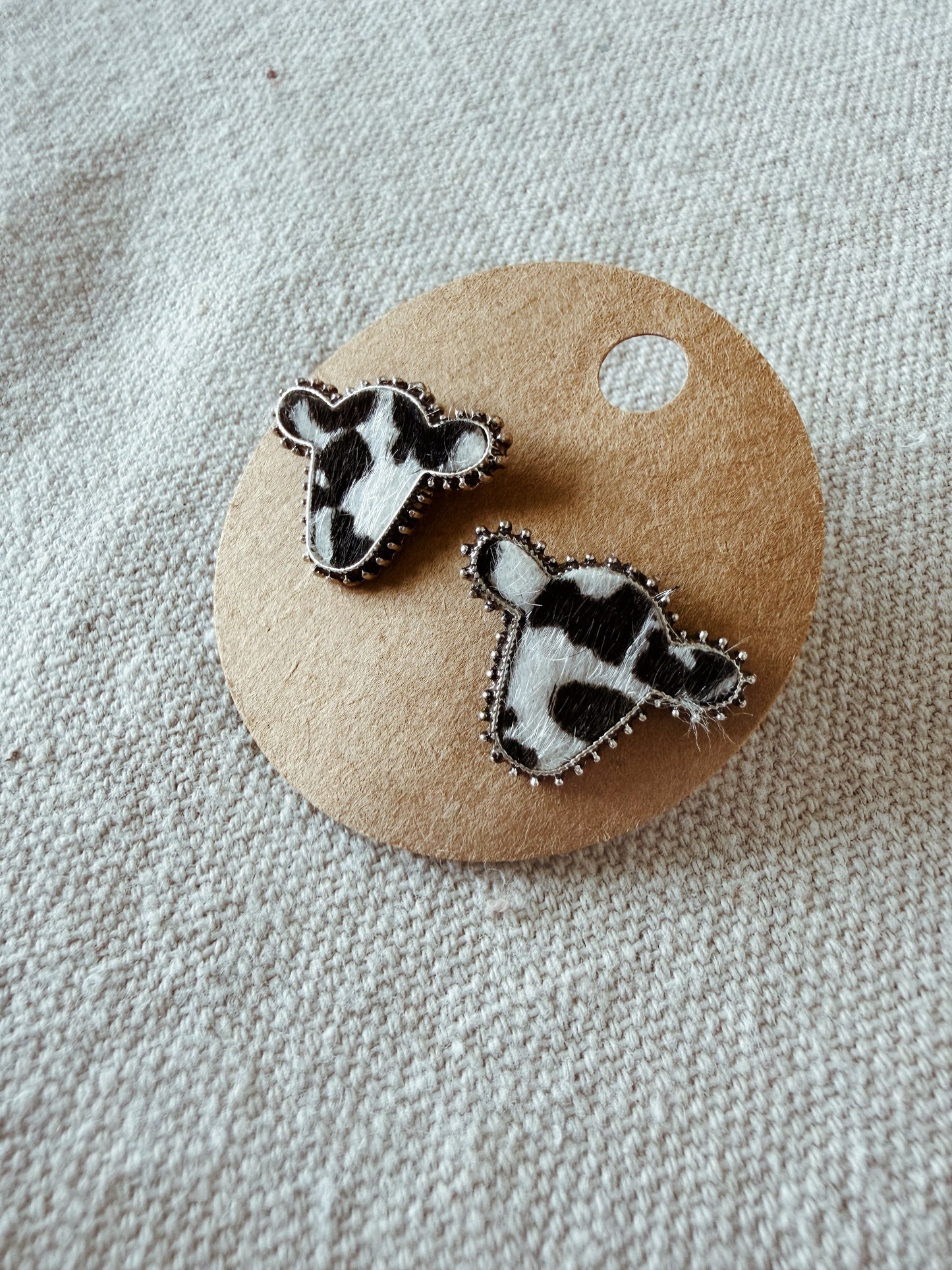Black + White Cow - Stud Earring