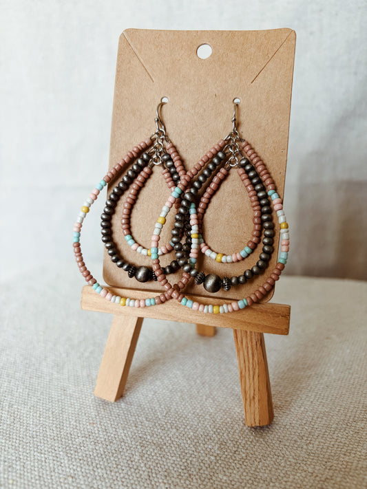 Beaded Stacked Teardrops - Dangle Earring