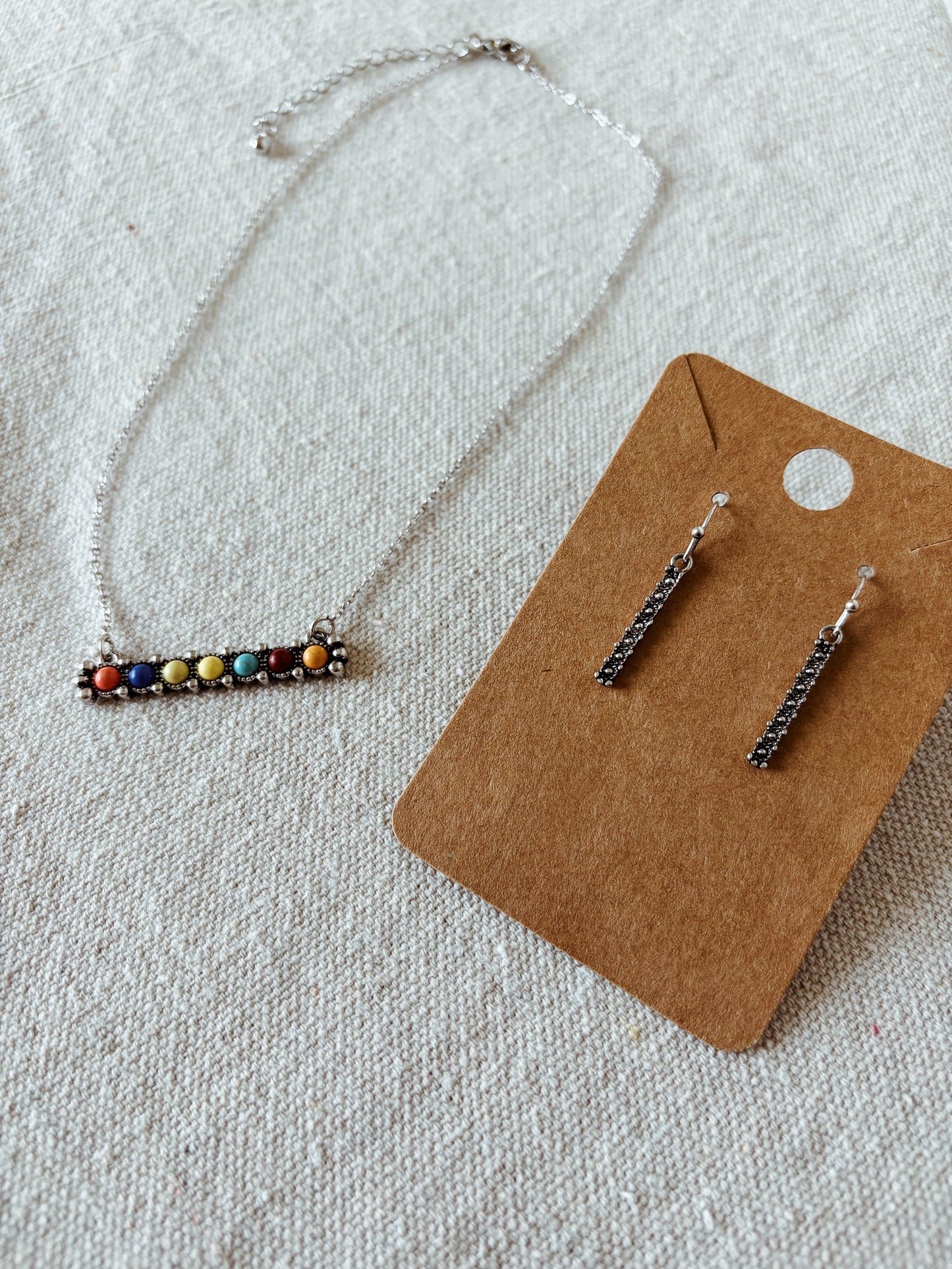 Multicolored Bar - Necklace + Earring Set