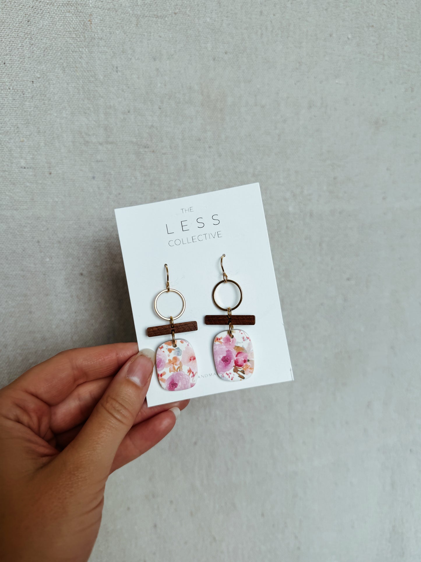 Maeve Dangle Earring - Wood, Gold + Summer Bouquet