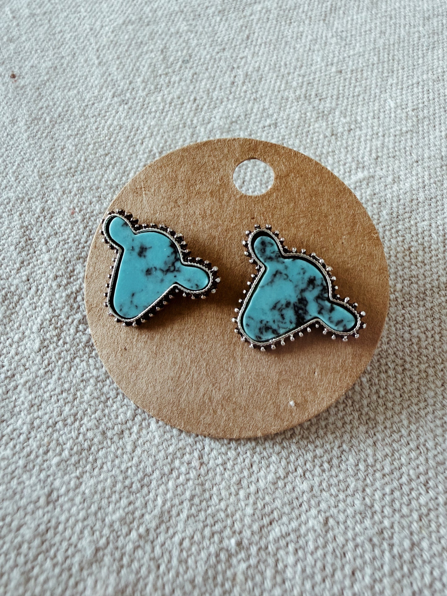 Turquoise Cow - Stud Earring