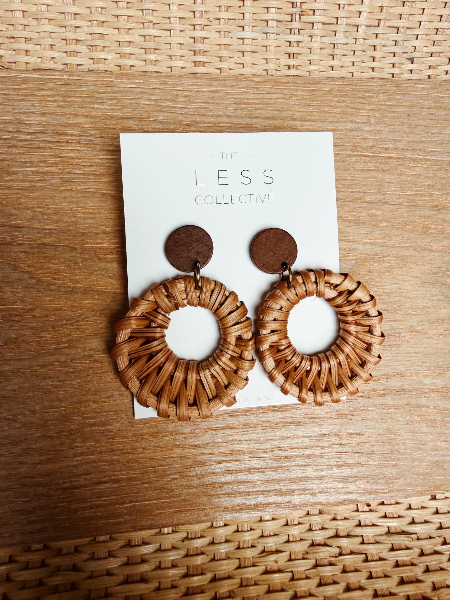 Chloe Earring - Wood + Rattan