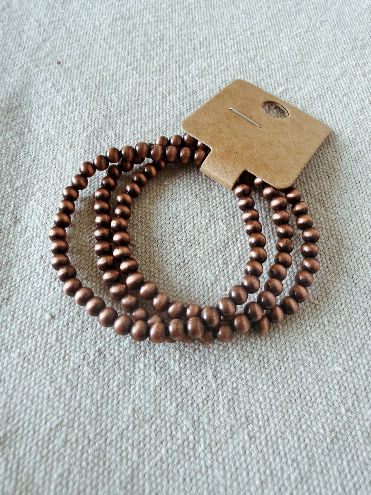 Bronze Beads - Set of 3 Bracelets