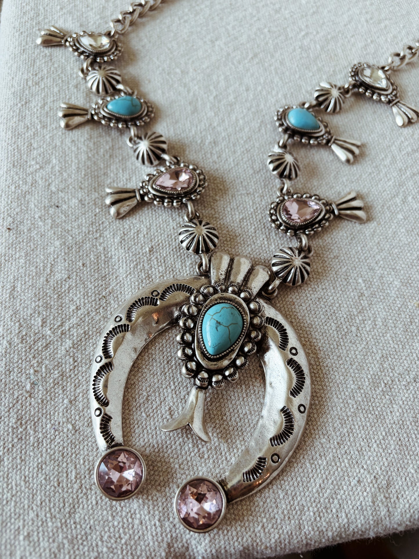 Pink + Turquiose - Statement Necklace + Earring Set