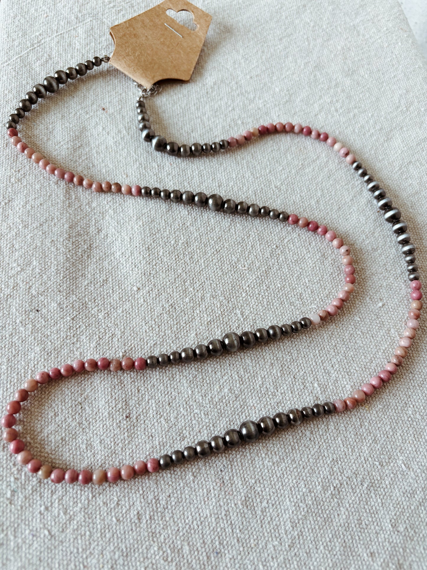 Navajo Pearl + Pink Necklace (Longer Length)
