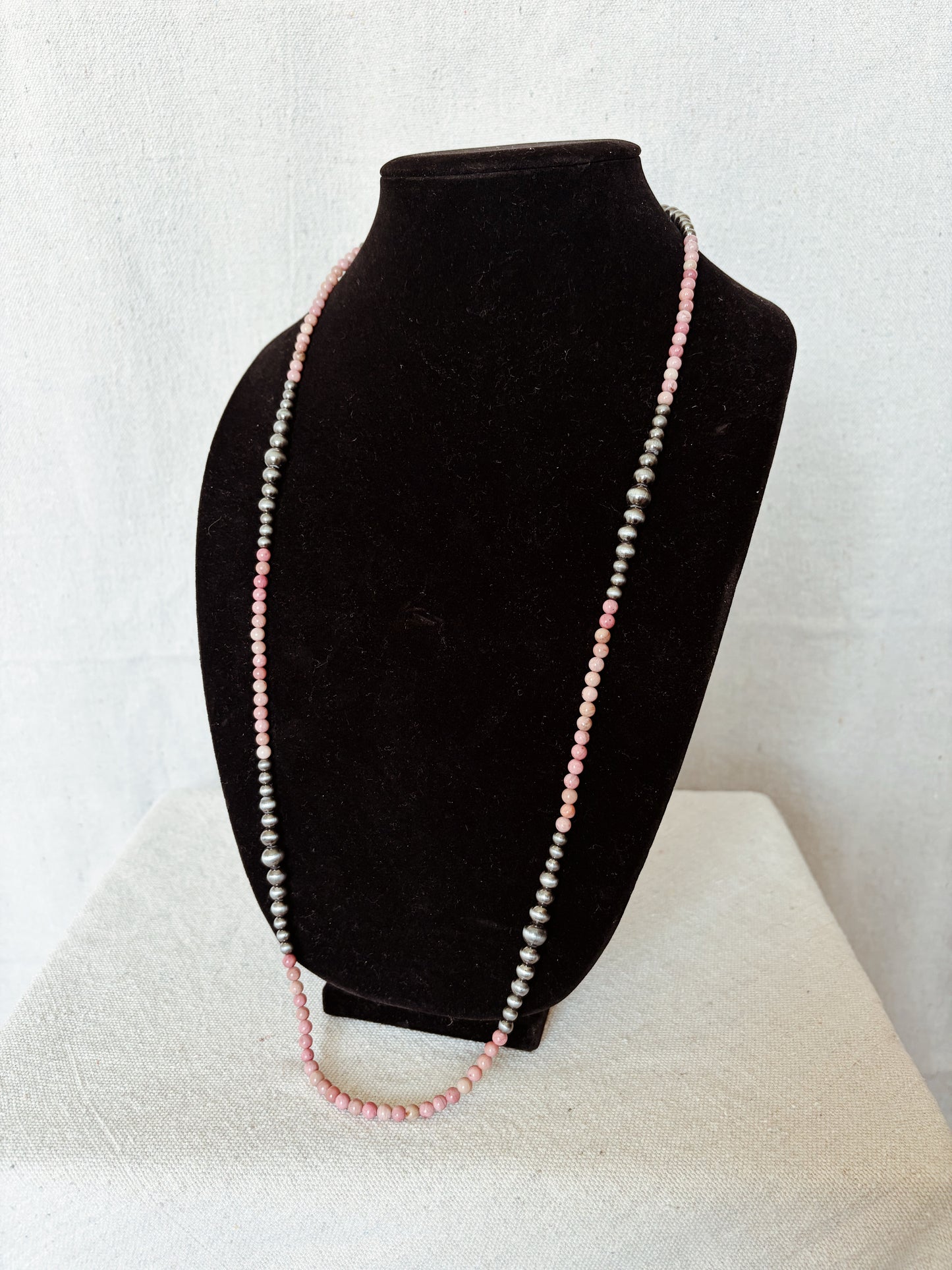 Navajo Pearl + Pink Necklace (Longer Length)