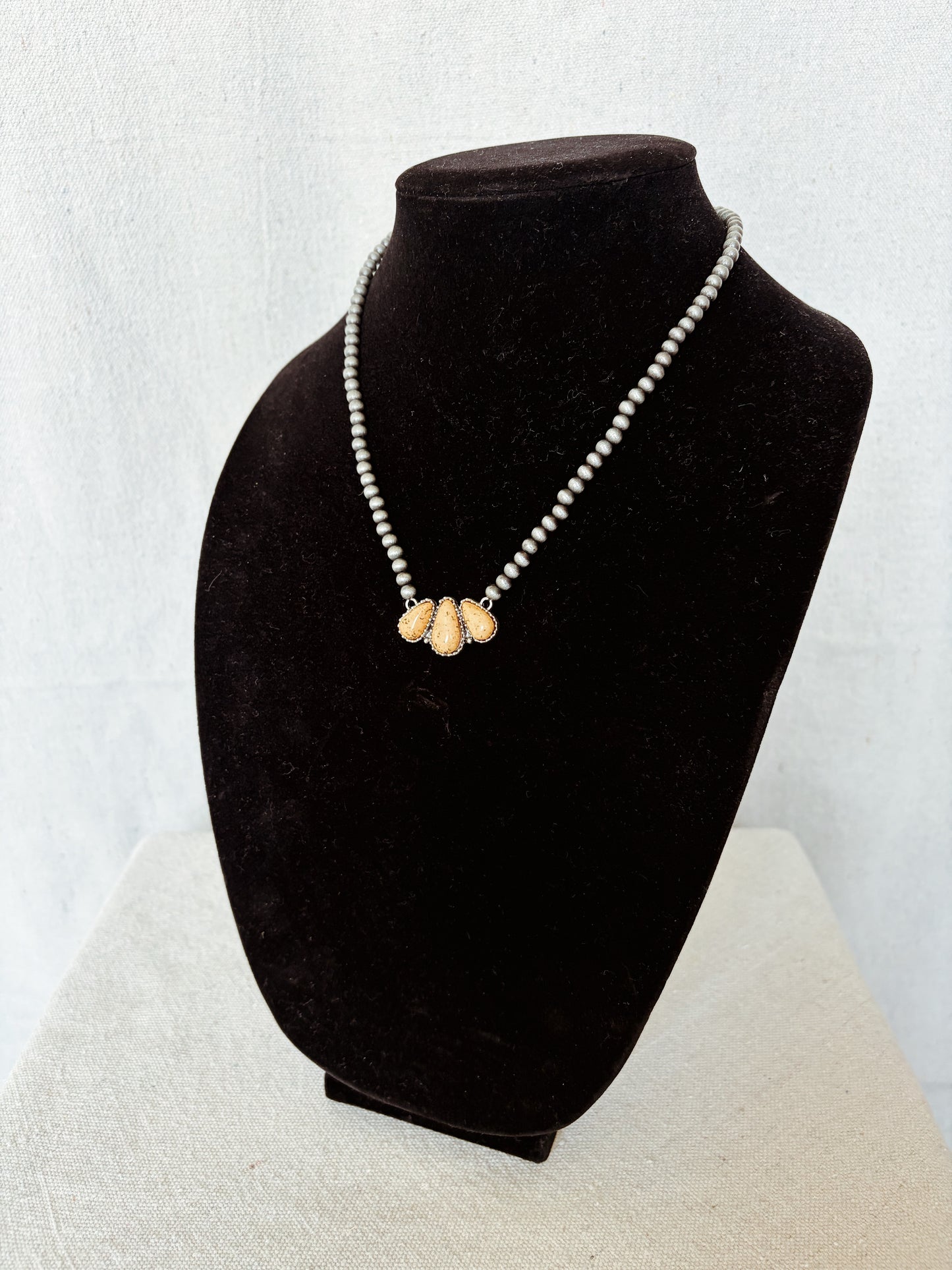 Navajo Pearl + Mustard Necklace