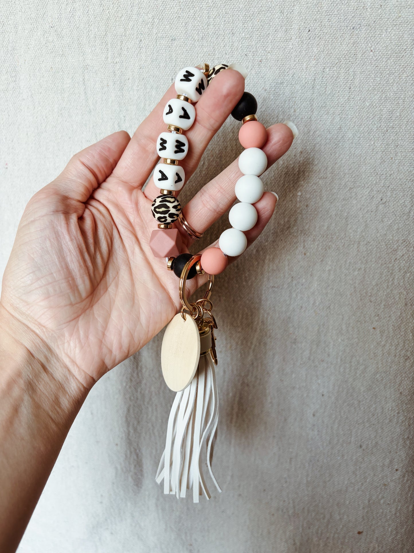 Cheetah + Blush Pink - "Mama" Wristlet