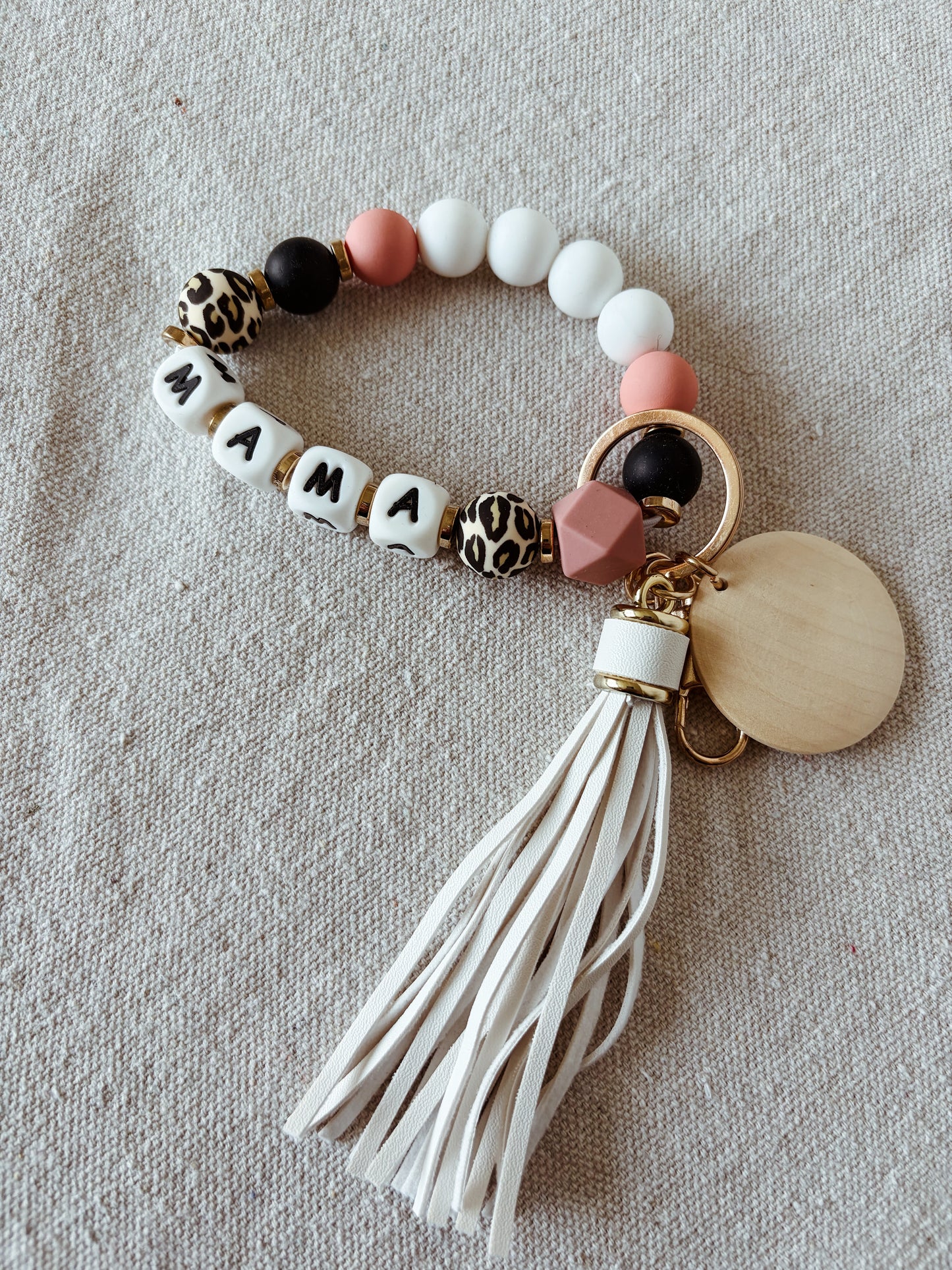 Cheetah + Blush Pink - "Mama" Wristlet
