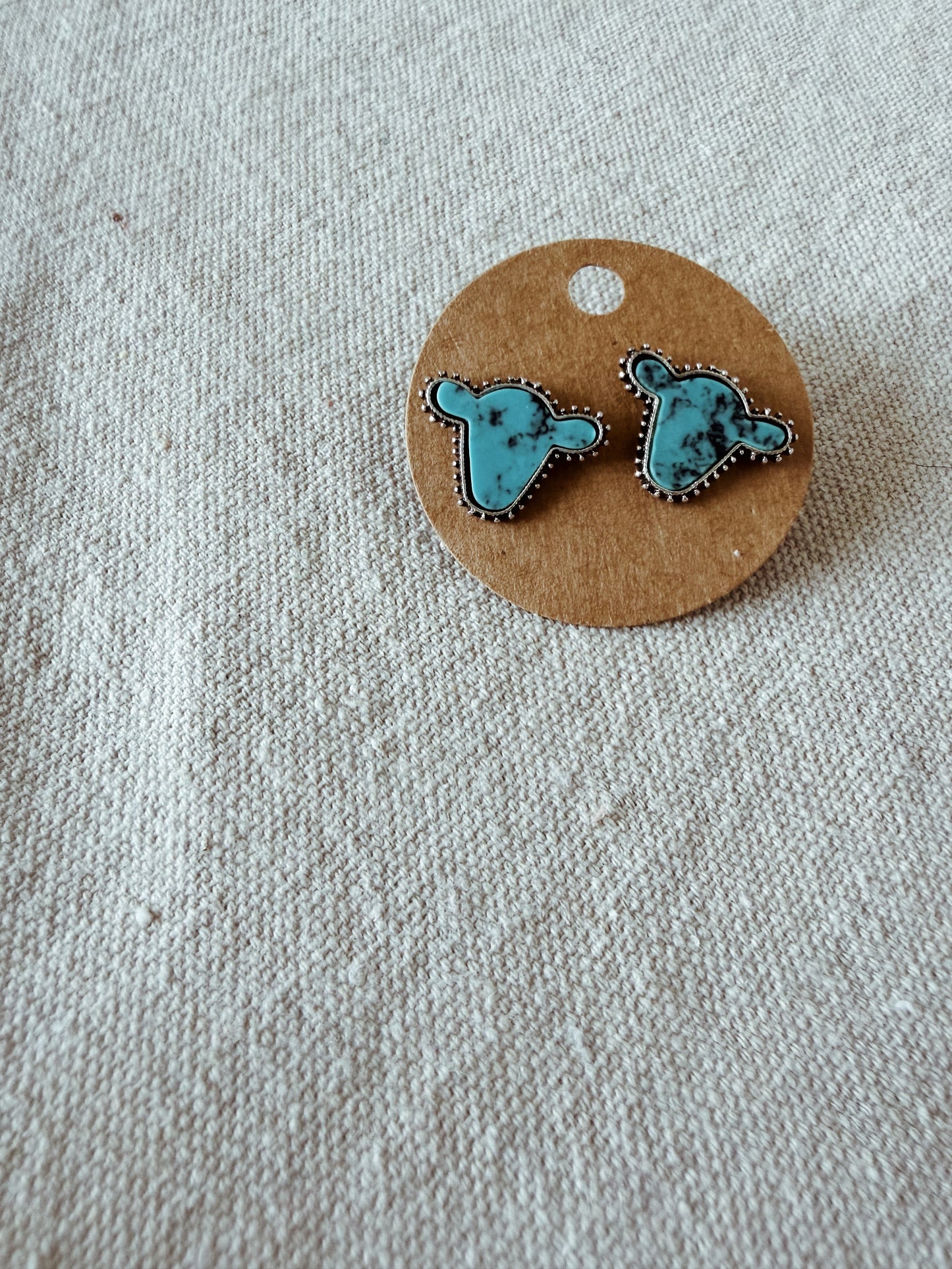 Turquoise Cow - Stud Earring