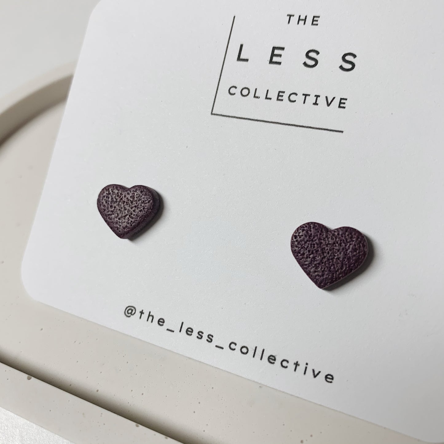 Heart Stud - in Textured Deep Plum
