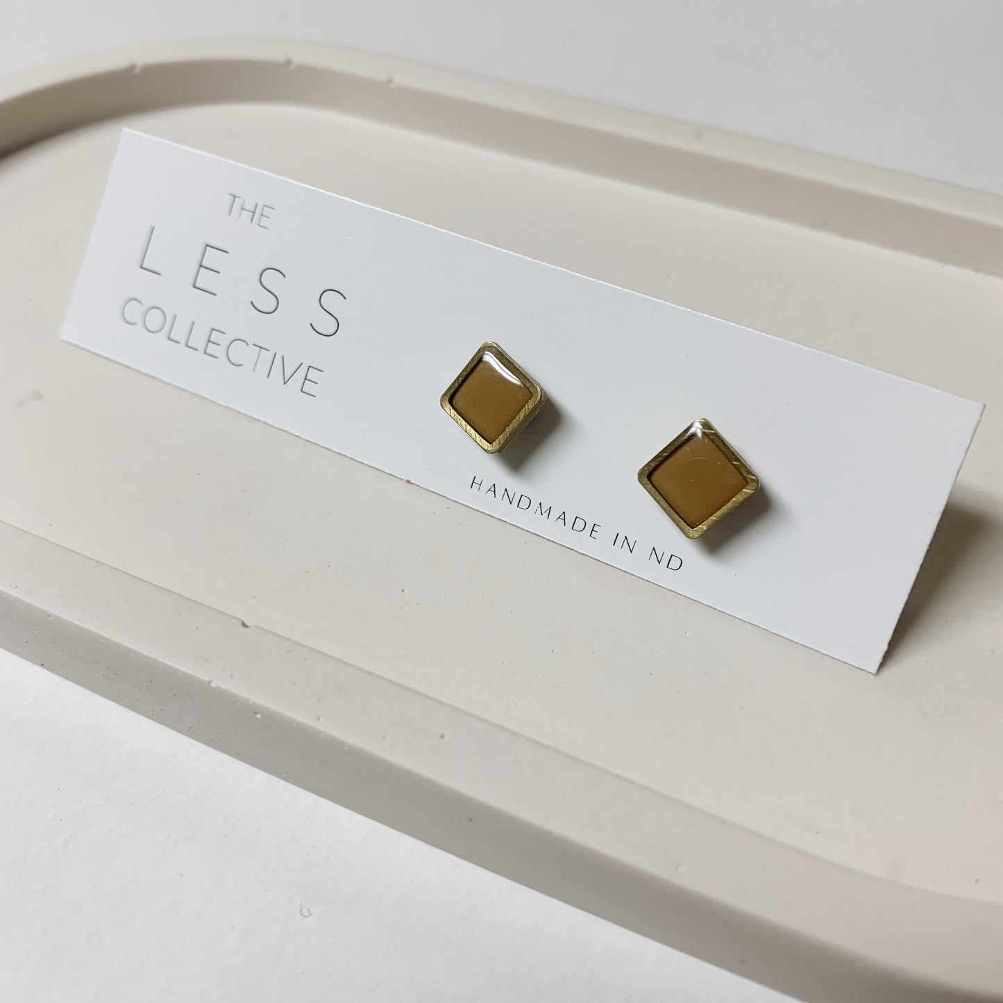 Square Brass Stud - Topaz Gold