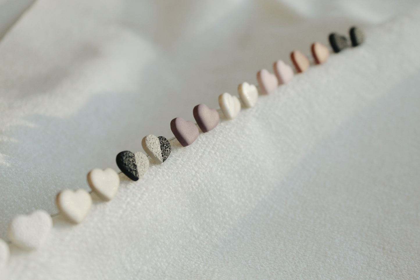 Heart Stud - Black + Tan Textured