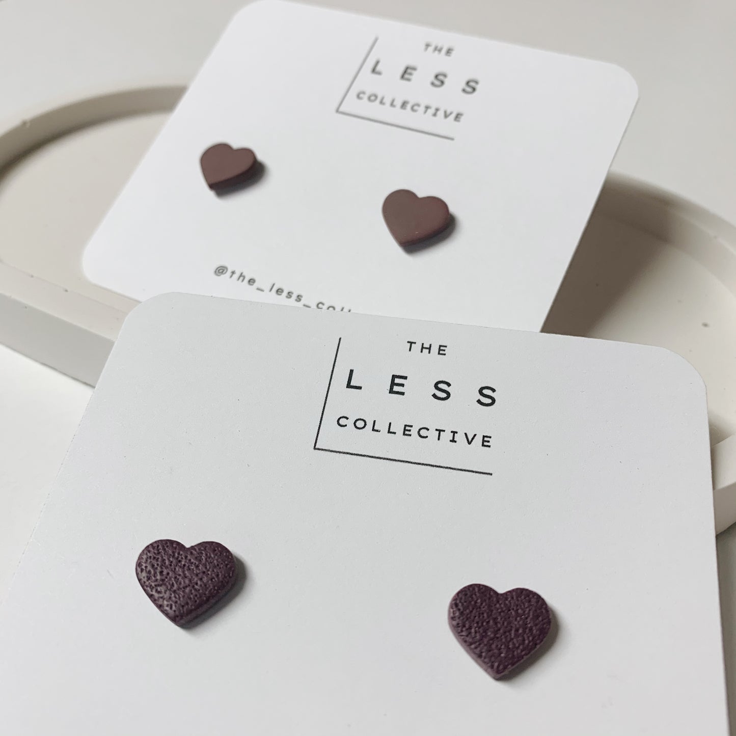 Heart Stud - in Textured Deep Plum