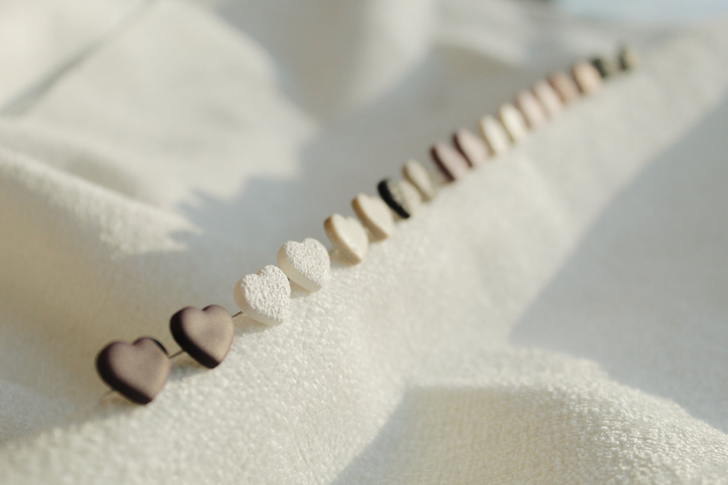 Heart Stud - Textured White