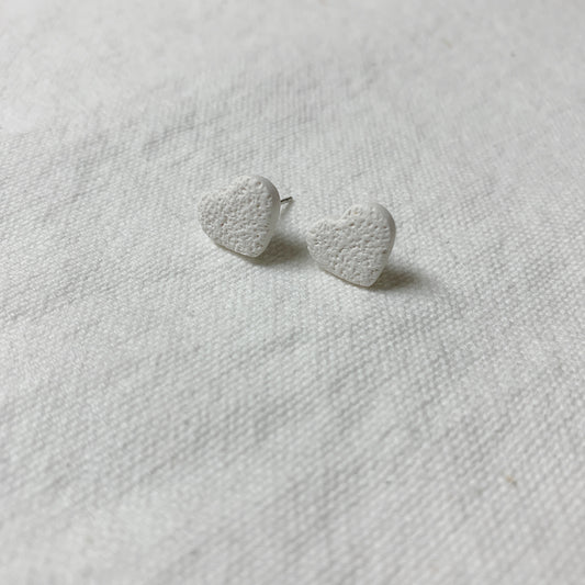 Heart Stud - Textured White