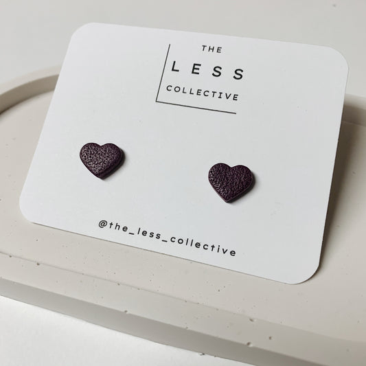 Heart Stud - in Textured Deep Plum