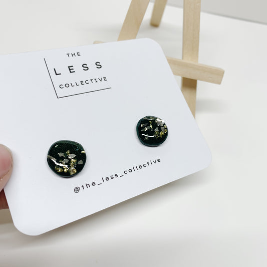 Organic Chunky Glitter Stud - Emerald